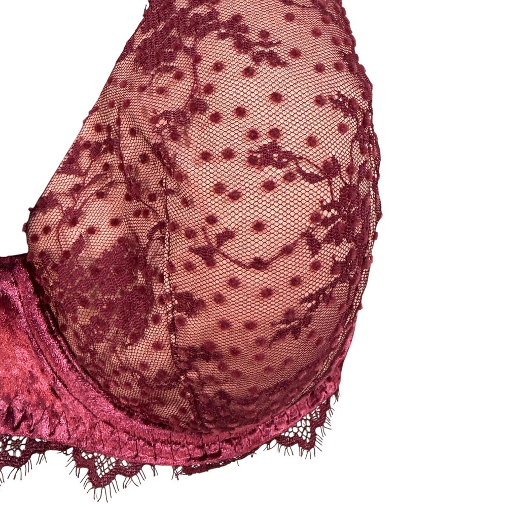 Victoria's Secret Dream Angels Lined Demi Bra Burgundy Lace 34DDD Coquette - Picture 16 of 16